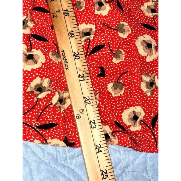 Lovestitch Women's Red Floral Long Sleeve Blouse L With Square Neckline & Peplum - Picture 10 of 11